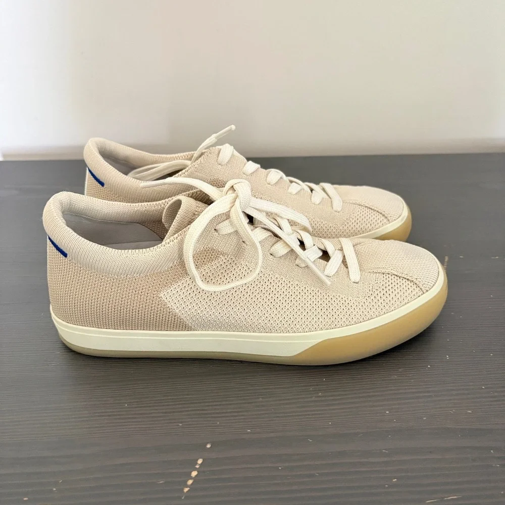 Rothy's Sneakers The Lace Up Size 6 Light Beige Knit Sustainable Biscuit